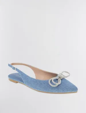 BCBG-Kristin Pointed Toe Denim Slingback Flat