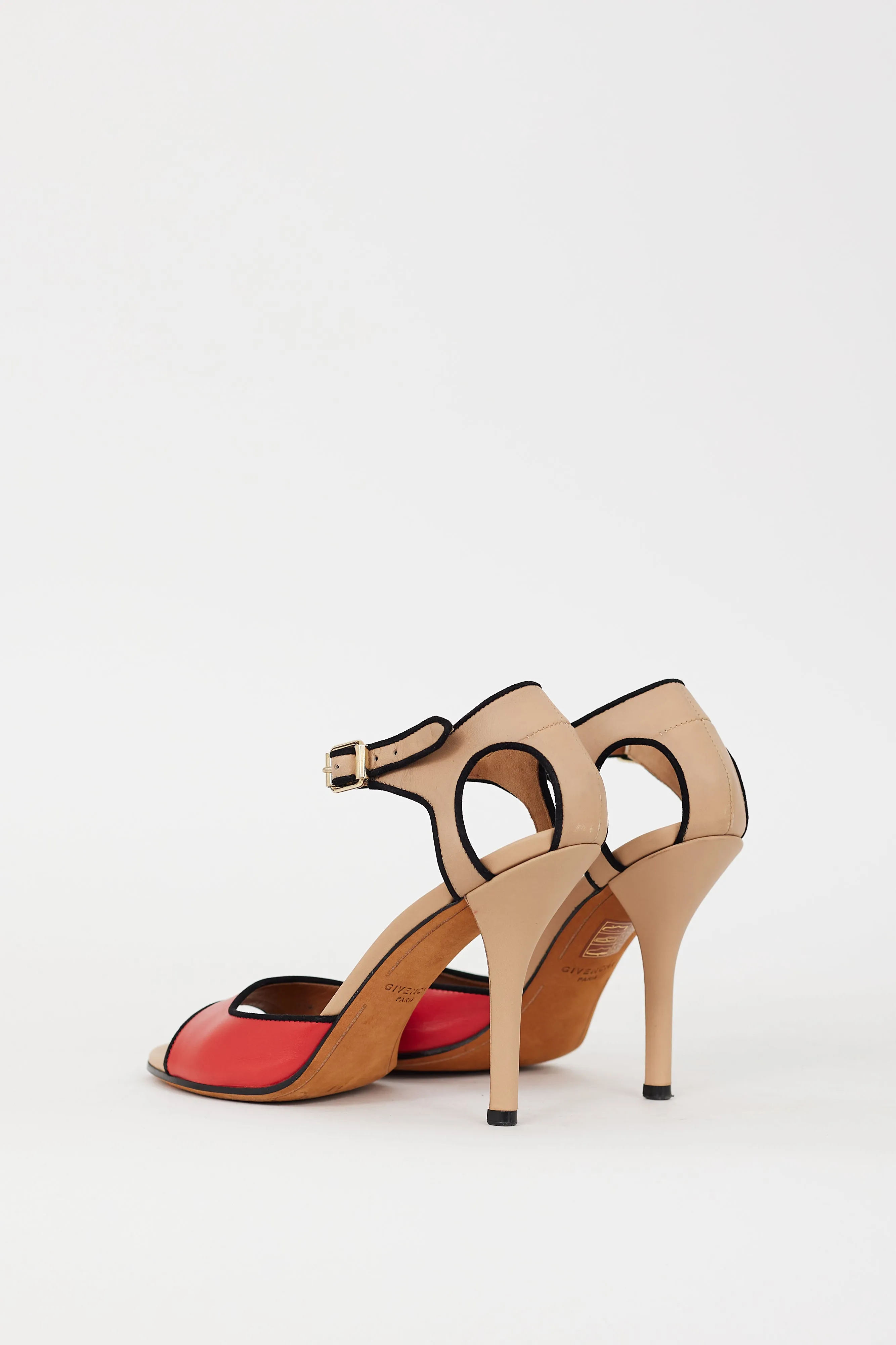 Beige & Red Leather Heel