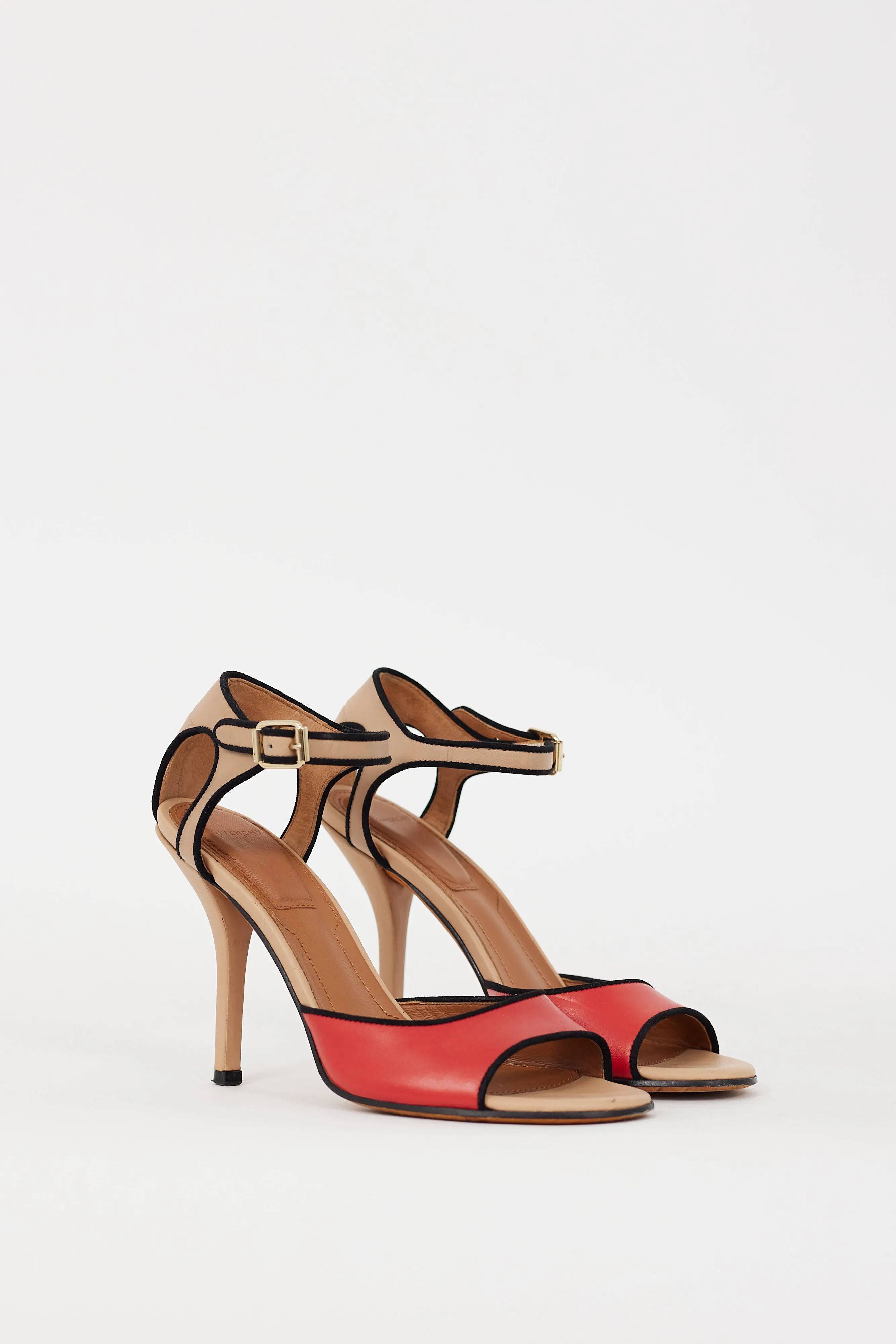 Beige & Red Leather Heel