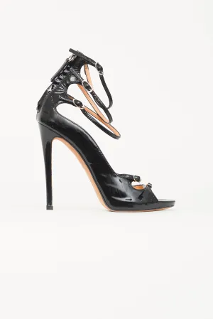 Black Patent Strappy Buckle Heel