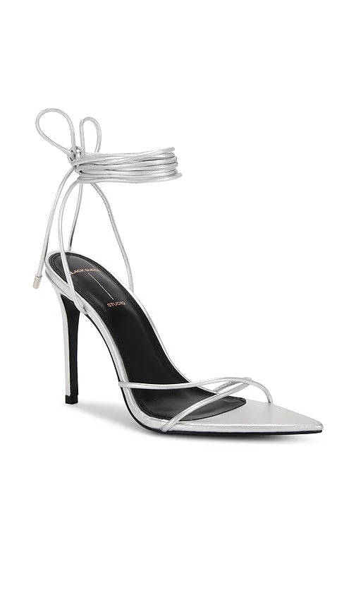 BLACK SUEDE STUDIO Talia Sandal in Metallic Silver