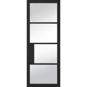 Chelsea Black Primed 4 Glazed Clear Light Panels Interior Door - All Sizes