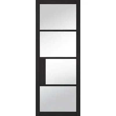 Chelsea Black Primed 4 Glazed Clear Light Panels Interior Door - All Sizes