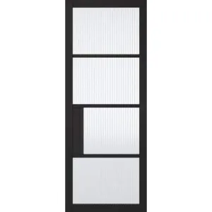 Chelsea Black Primed 4 Glazed Reeded Light Panels Interior Door - All Sizes