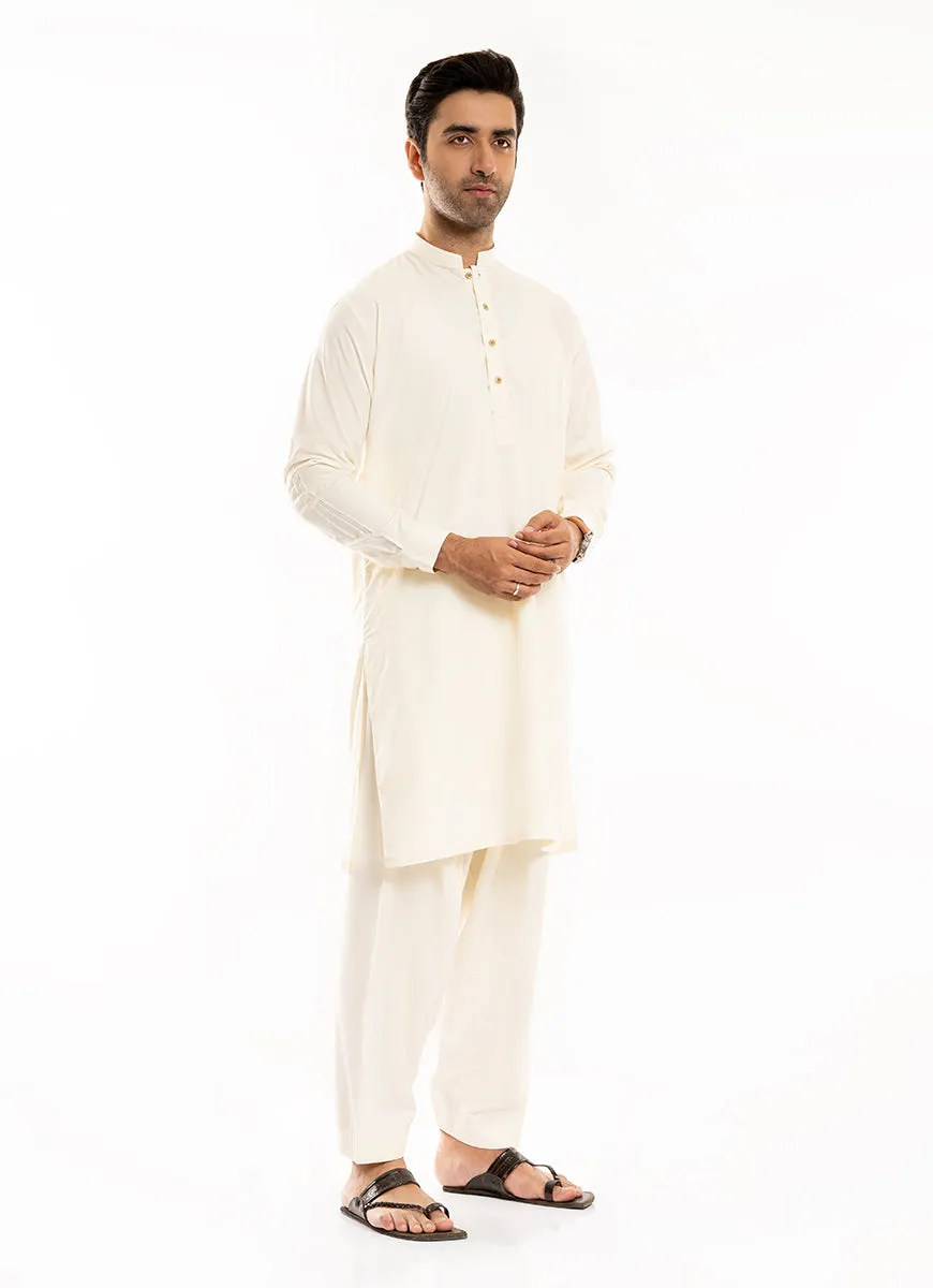 Cream Plain, Synthetic Bosky Shalwar Kameez