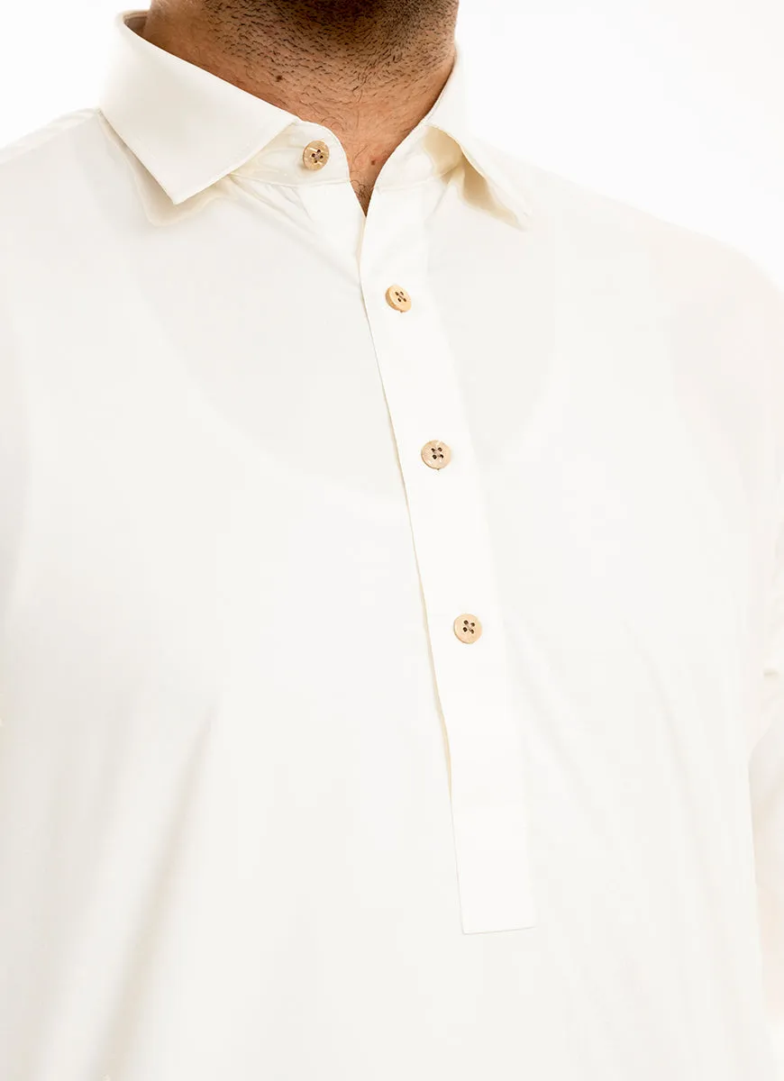 Cream Plain, Synthetic Bosky Shalwar Kameez