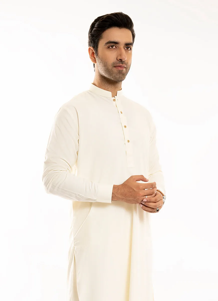 Cream Plain, Synthetic Bosky Shalwar Kameez