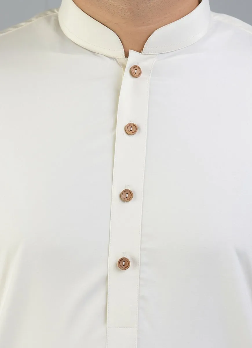 Cream Plain, Synthetic Bosky Shalwar Kameez