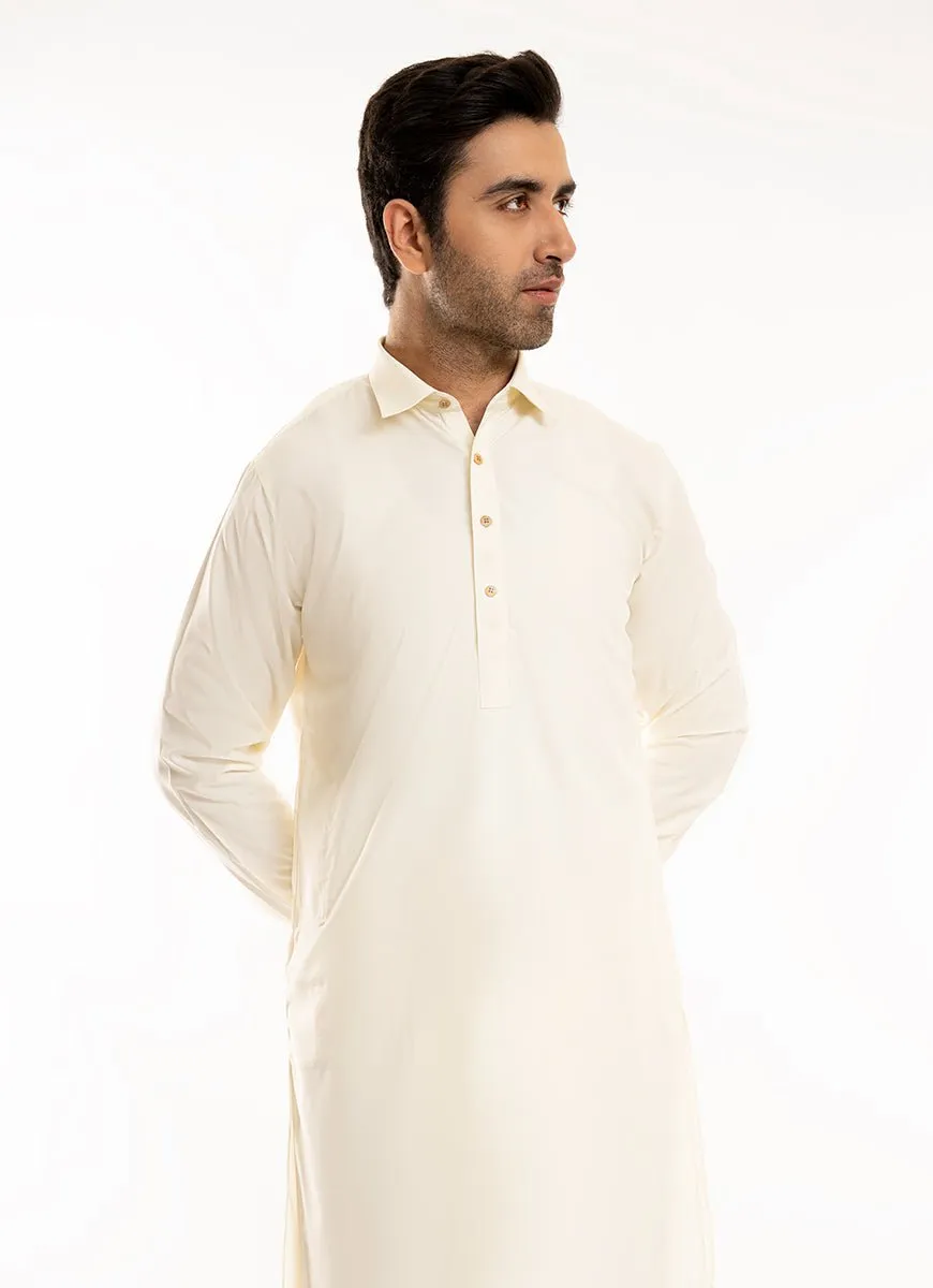 Cream Plain, Synthetic Bosky Shalwar Kameez