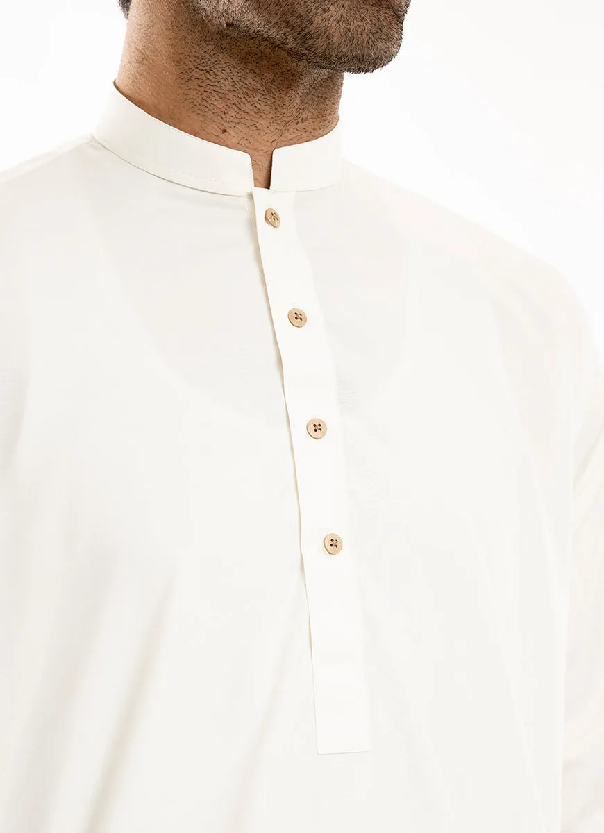 Cream Plain, Synthetic Bosky Shalwar Kameez