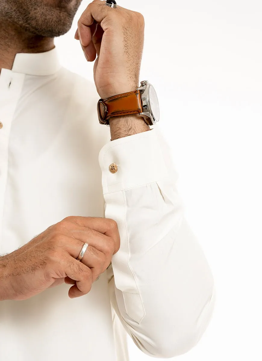 Cream Plain, Synthetic Bosky Shalwar Kameez