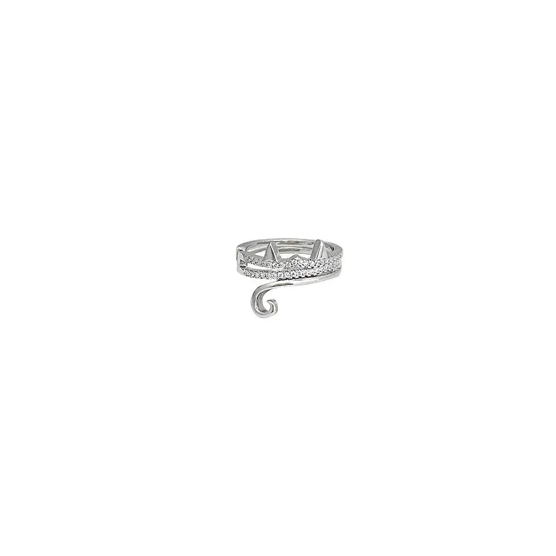 Cute Silver Kitten Ring