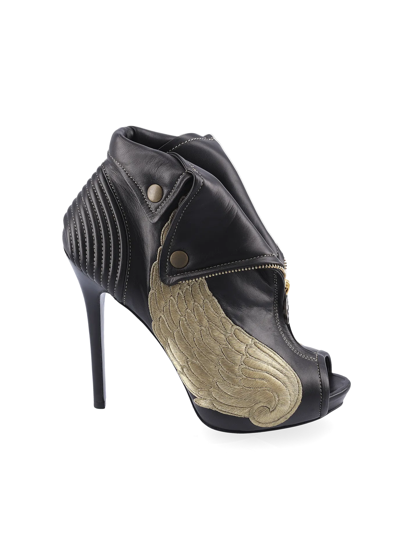 faithful skull peep-toe ankle boots