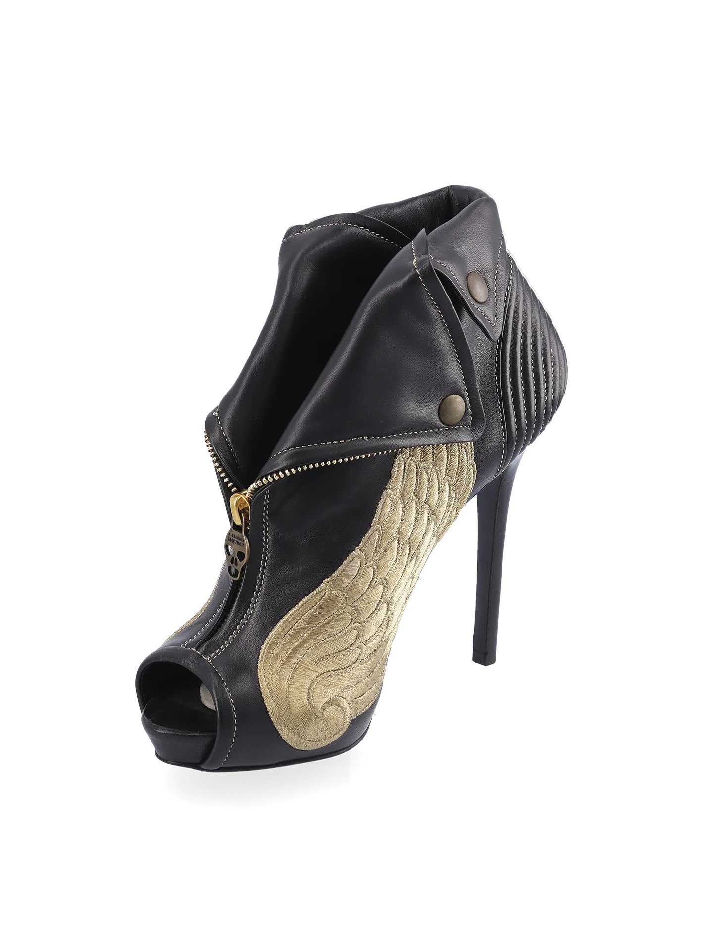 faithful skull peep-toe ankle boots