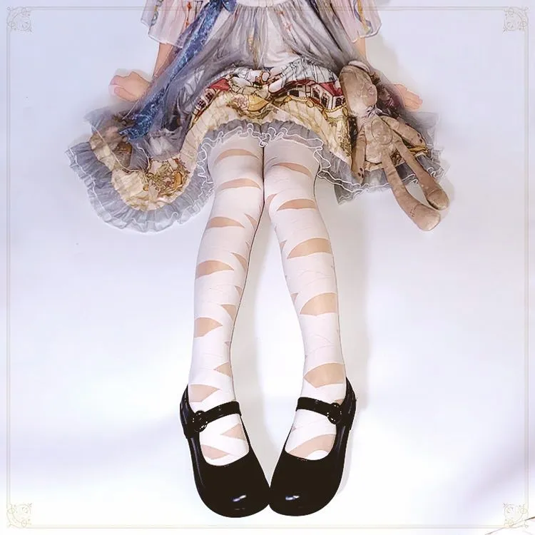 Kawaii Lolita Bandage Pattern Over the Knee Socks