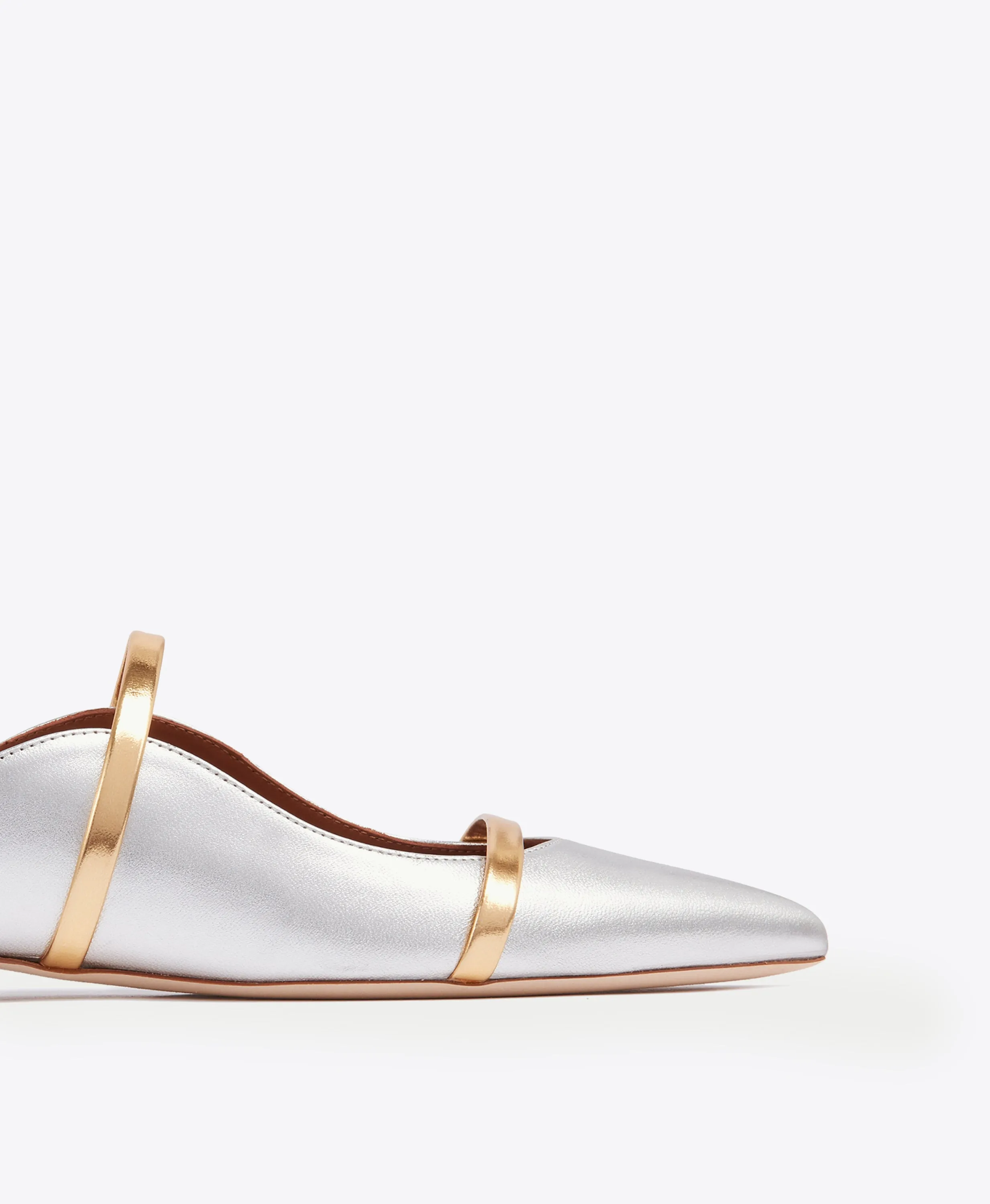 Maureen Silver Leather Flat Mules