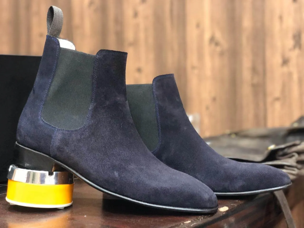 Men's Navy Blue Chelsea Suede Boot