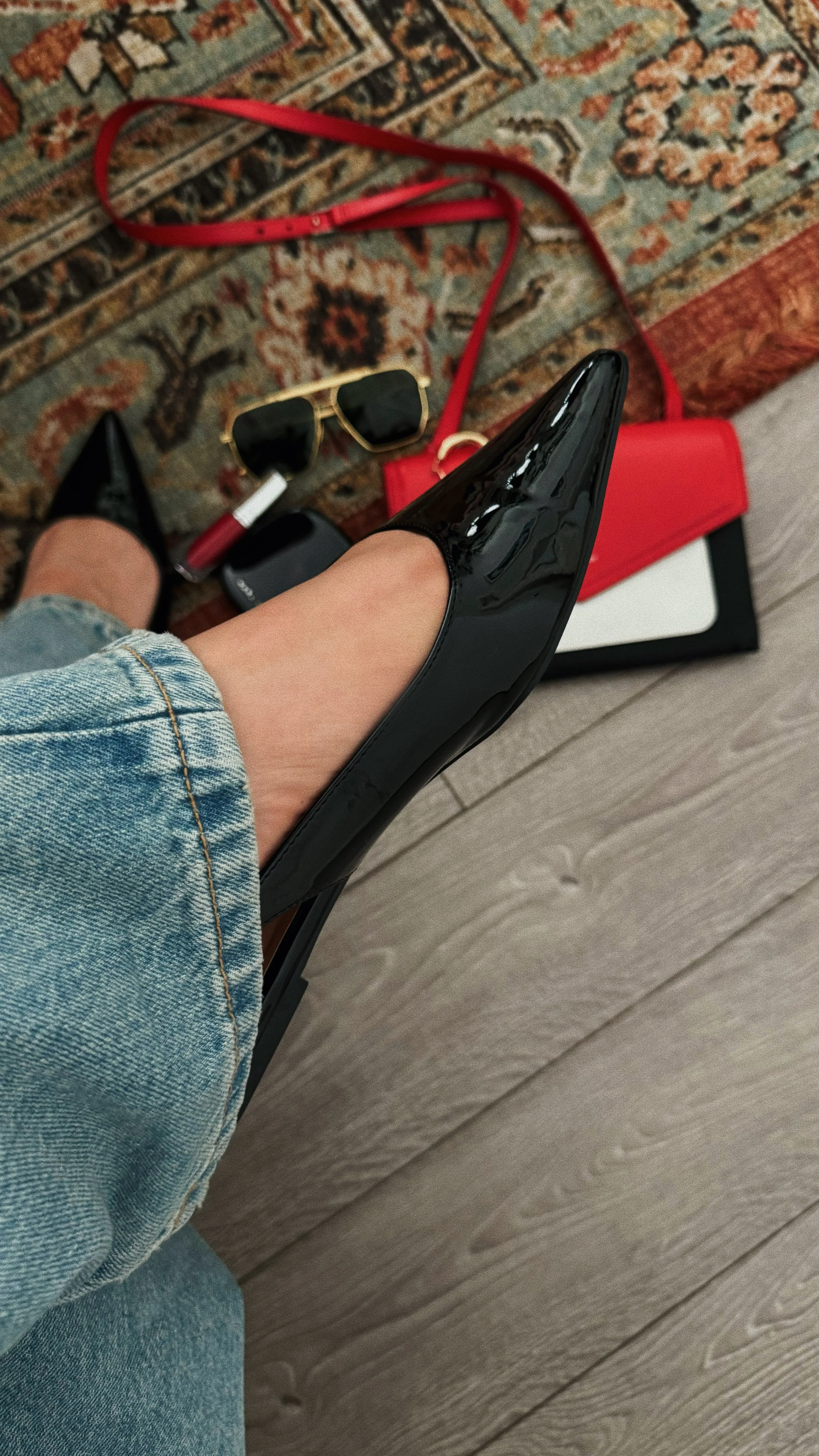 Mila Pointed Toe Flats - Black Pat