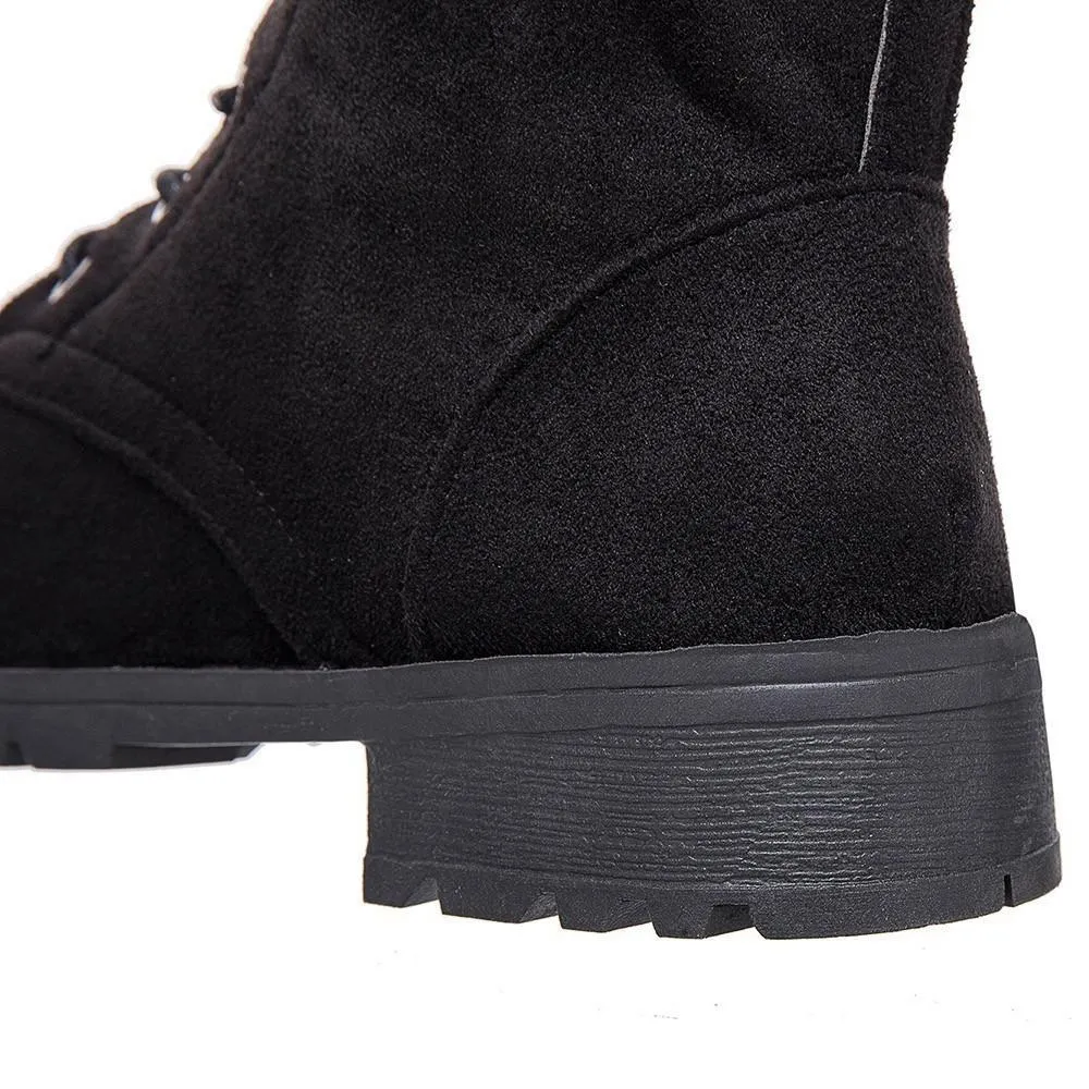 Over the knee lace-up boots fashion low heel thigh high boots with zipper