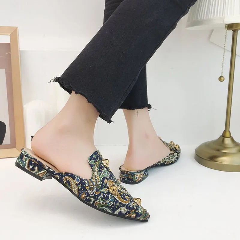 Paisley Pointed Mules