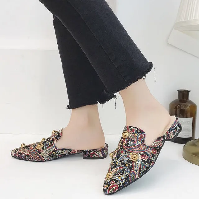 Paisley Pointed Mules