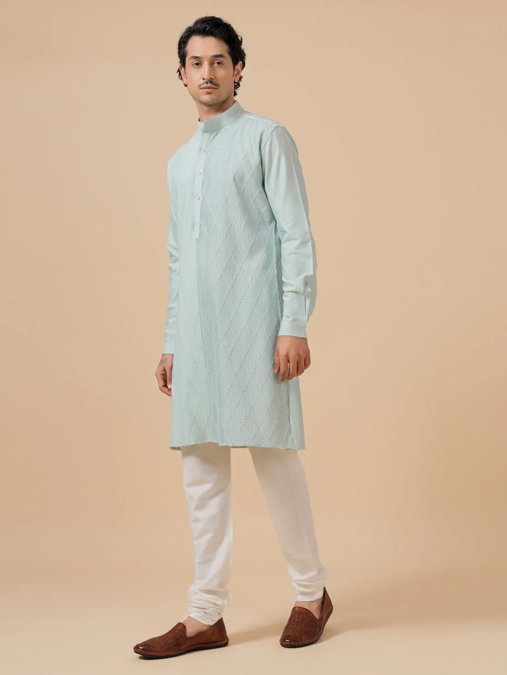 Sky Blue Silk Kurta