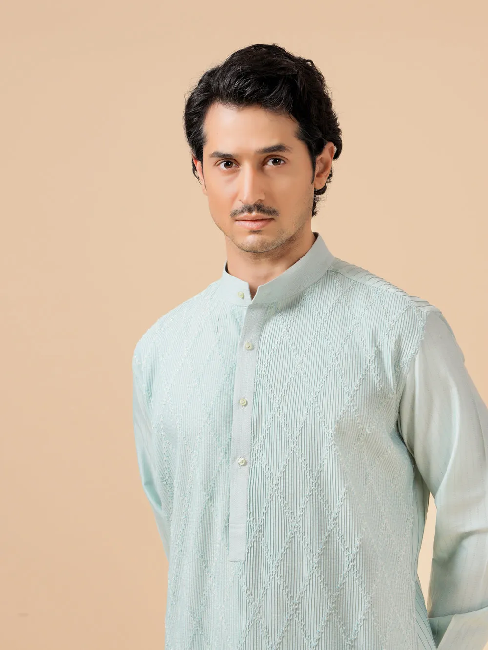 Sky Blue Silk Kurta