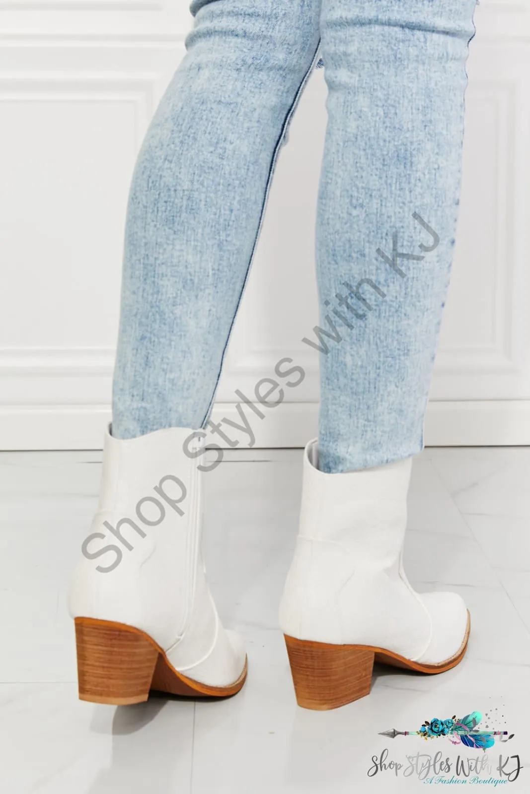 Watertower Town Faux Leather Western Ankle Boots in White