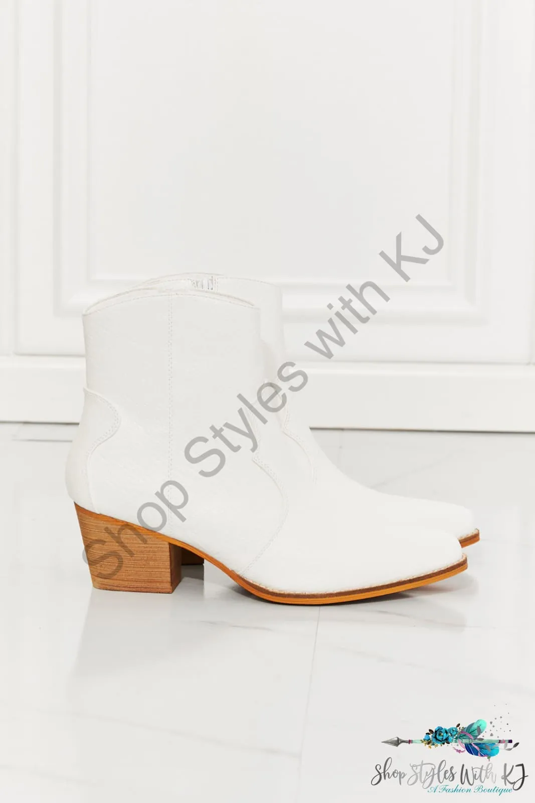 Watertower Town Faux Leather Western Ankle Boots in White