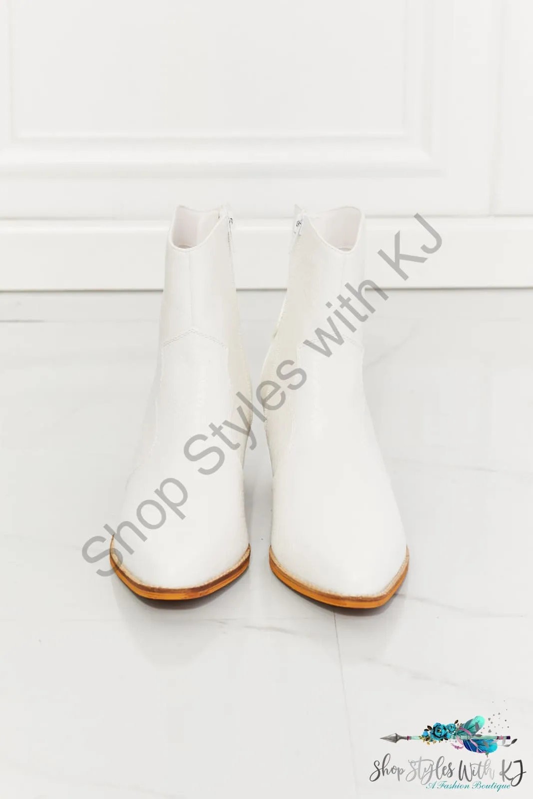 Watertower Town Faux Leather Western Ankle Boots in White