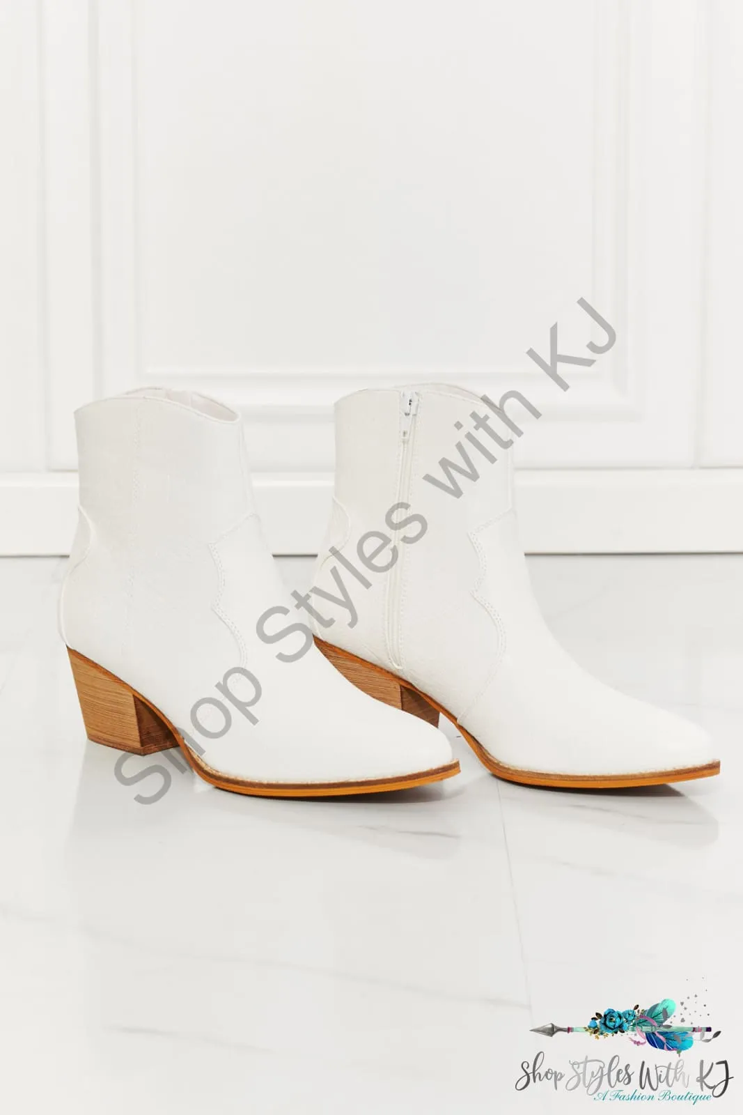 Watertower Town Faux Leather Western Ankle Boots in White